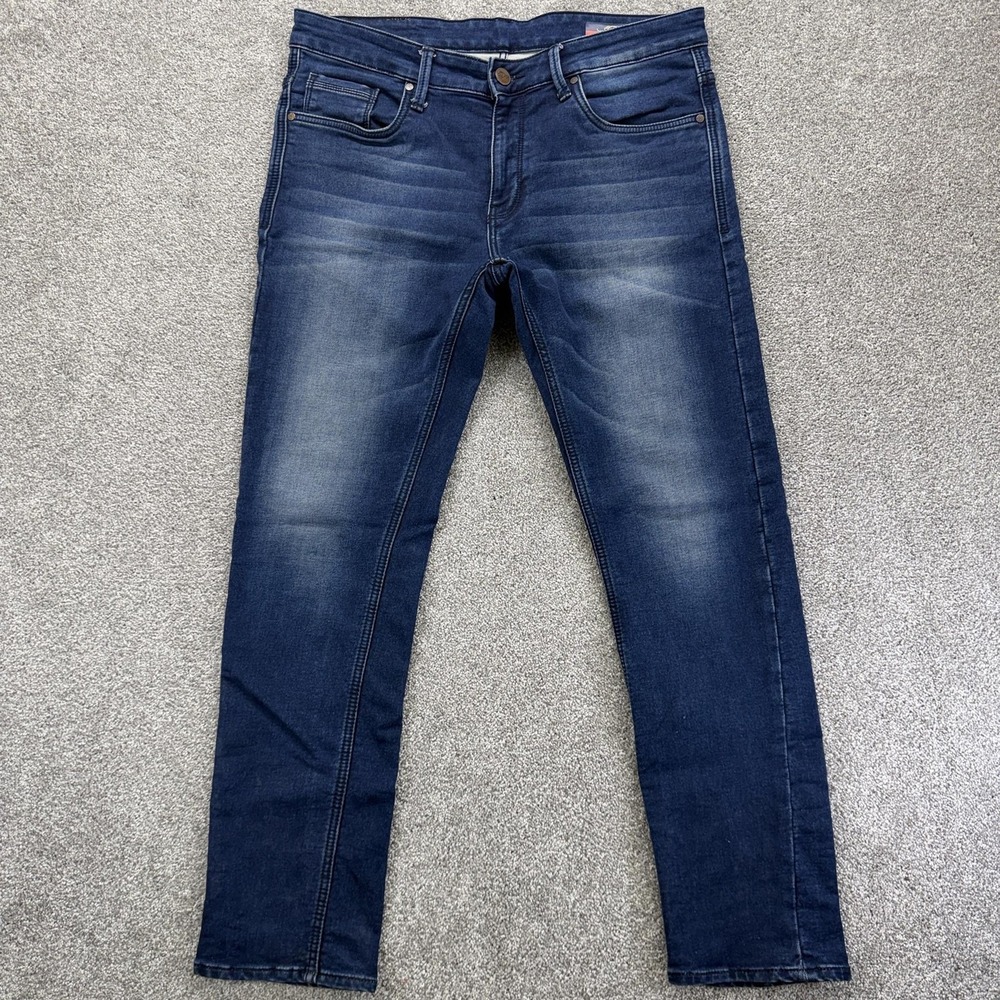 Ed Hardy Jeans Mens 36x30 Blue Slim Straight Stretch Denim Medium Wash Casual
